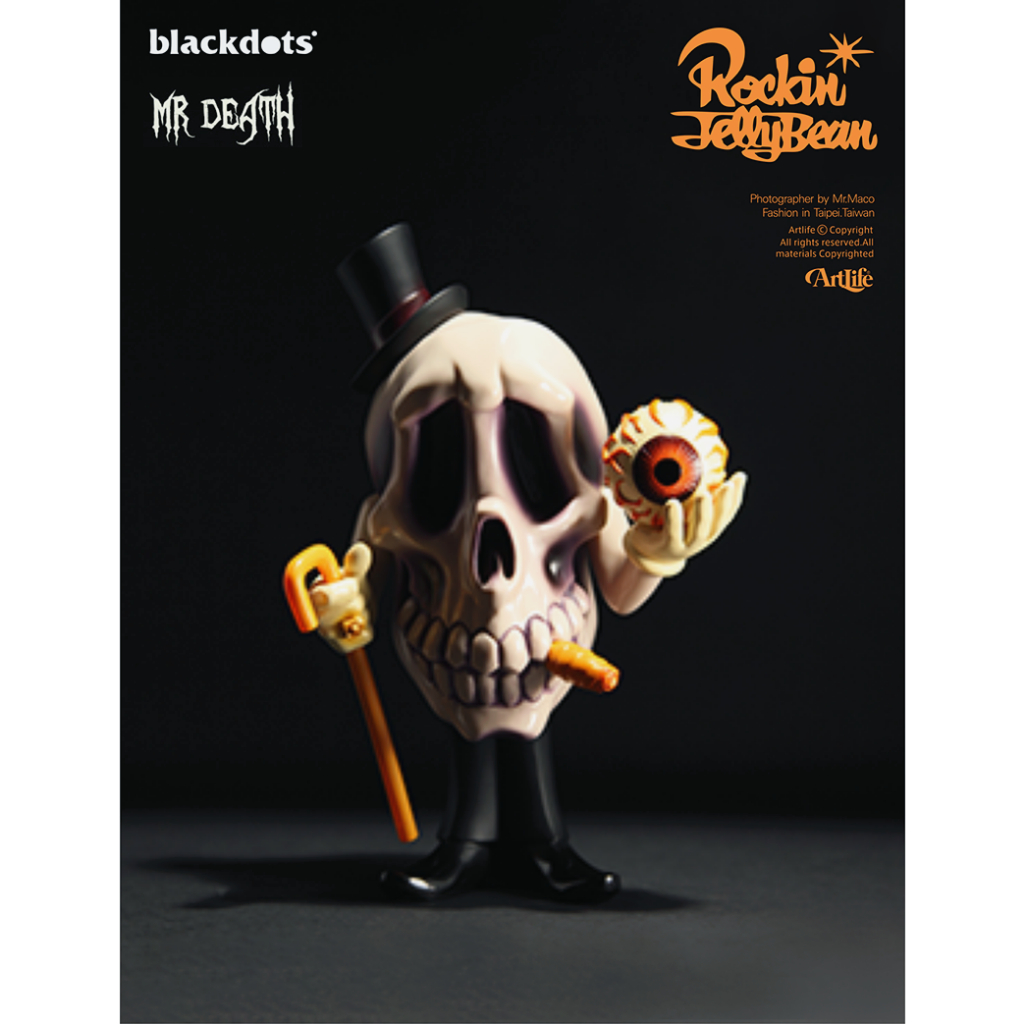 ArtLife @ Rockin Jelly Bean RJB SKULL Mr.DEATH ソフビ 彩色限定 骷髏紳士