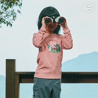 ADISI 童智慧纖維超輕速乾長袖圓領圖騰上衣AL2221016 (120-150)夕陽玫瑰粉｜排汗快乾 單向導濕 彈性