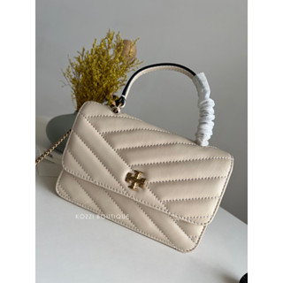 tory burch 152356 Mini Kira Chevron Top Handle 斜紋 羊皮 手提 tb包