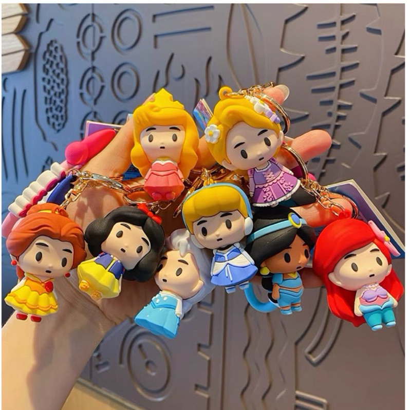 🌟現貨🌟迪士尼公主系列 艾莉兒 灰姑娘 艾莎 長髮公主 貝兒 立體卡通造型鑰匙圈  掛飾 吊飾