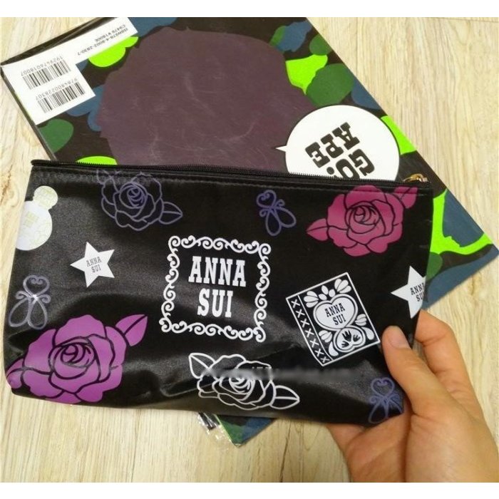 [瑞絲小舖]~日單ANNA SUI紫色薔薇大號化妝包 收納包 小物包 手機包