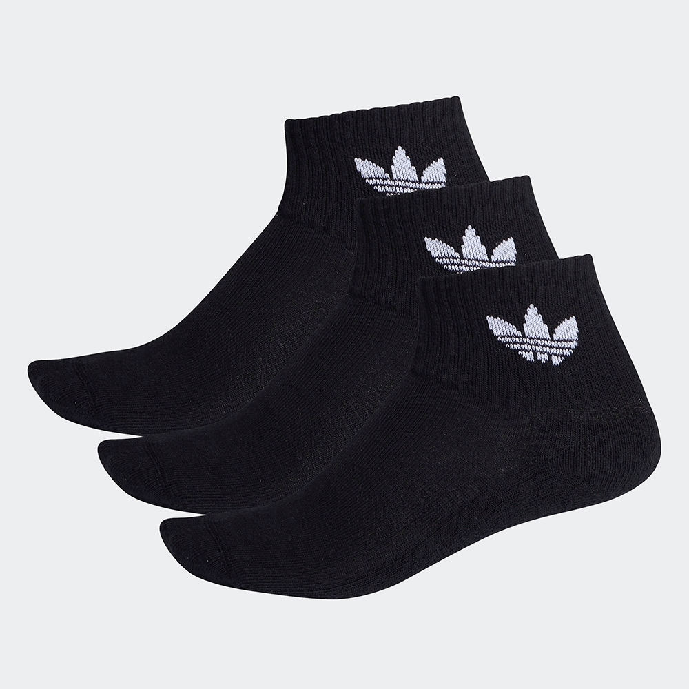 Adidas 襪子 Mid Ankle Socks 男女款 低筒襪  中筒 三葉草 愛迪達 3雙入  黑  FM0643