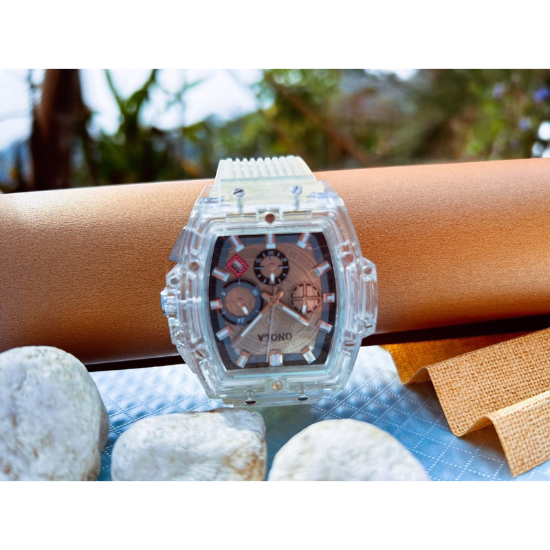🔥 推推👍夯貨 🔥 二手商品🇮🇹義大利ONOLA里察德-造型透明腕錶 帥氣配件 二手商品 8成新