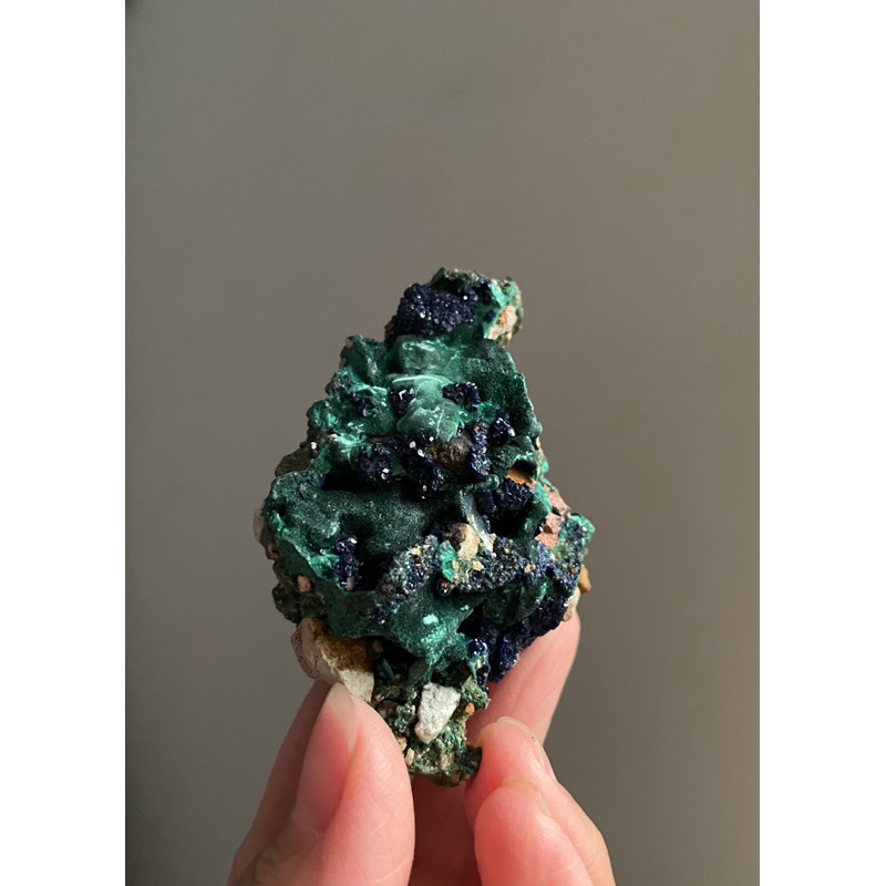 藍銅礦孔雀石共生礦石原礦水晶