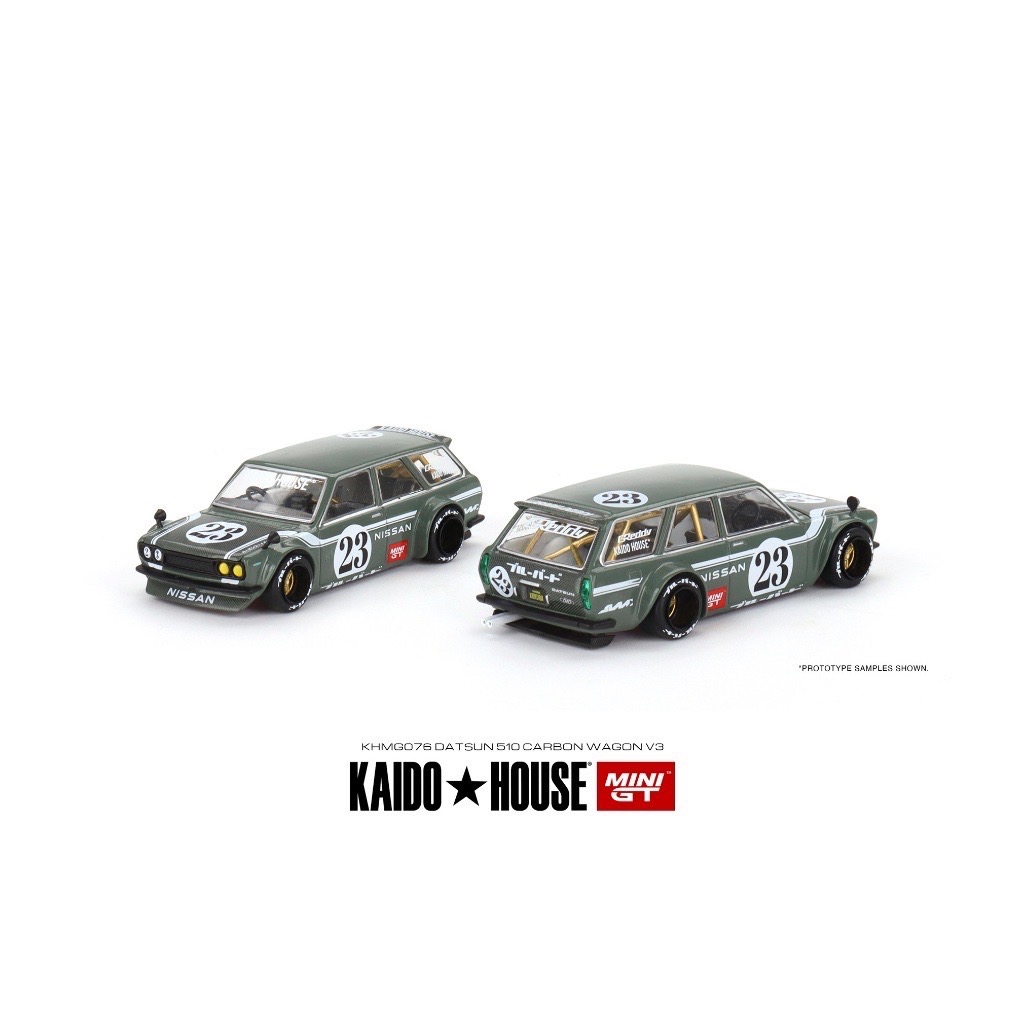 MINI GT x Kaido House KHMG076 Datsun KAIDO 510 Wagon CARBON綠
