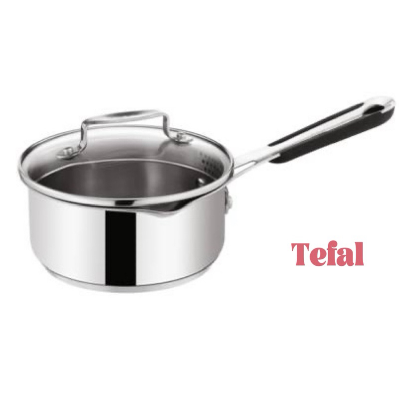 Tefal 17cm不鏽鋼單柄湯鍋含鍋蓋(全新、二手）