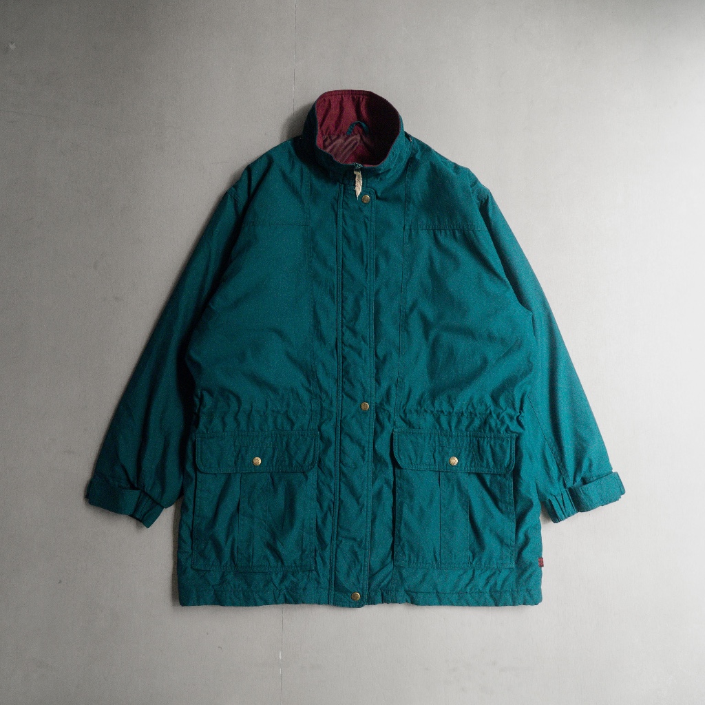 《白木11》 90S WOOLRICH LINED JACKET 美國 藍綠 高領 鋪棉 防風 長袖 外套
