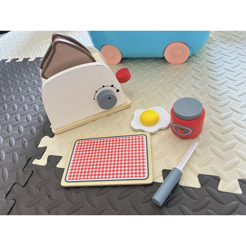 二手❤️幼童 幼兒木製廚房玩具 廚房玩具組 麵包機 烤麵包機