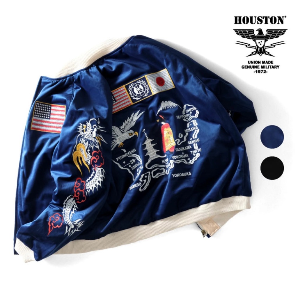 【Rock Vintage搖滾古著】HOUSTON 橫須賀棒球外套【國旗】橫須賀/外套/刺繡/天鵝絨