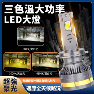 銅管散熱爆亮三色LED大燈 大功率 汽車大燈 車燈 機車 H1 H4 H7 H11