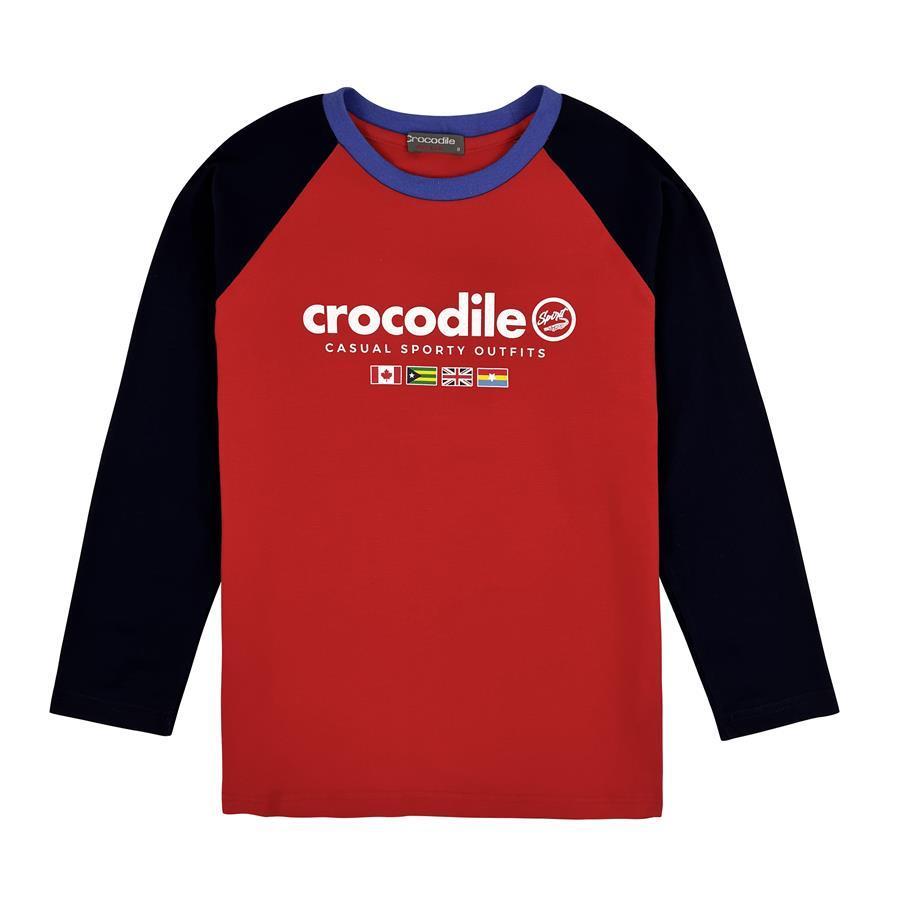 Crocodile Junior『小鱷魚童裝』U64485 LOGO印圖撞色T恤 Ggo(G購)