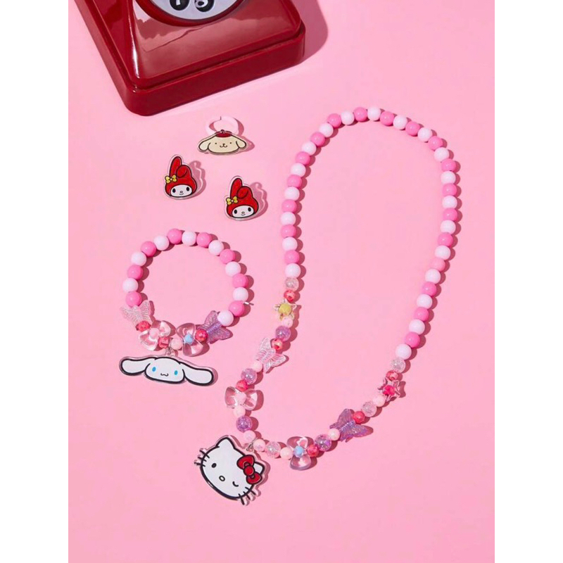 現貨HELLO KITTY 三麗鷗 角色 兒童珠寶套裝組 項鍊、手鍊、耳環、戒指