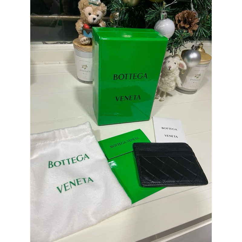 現貨保證正品Bottega Veneta BV 經典款 手工編織 編織 卡夾 專櫃購入 大格子 皮夾 錢包 黑色