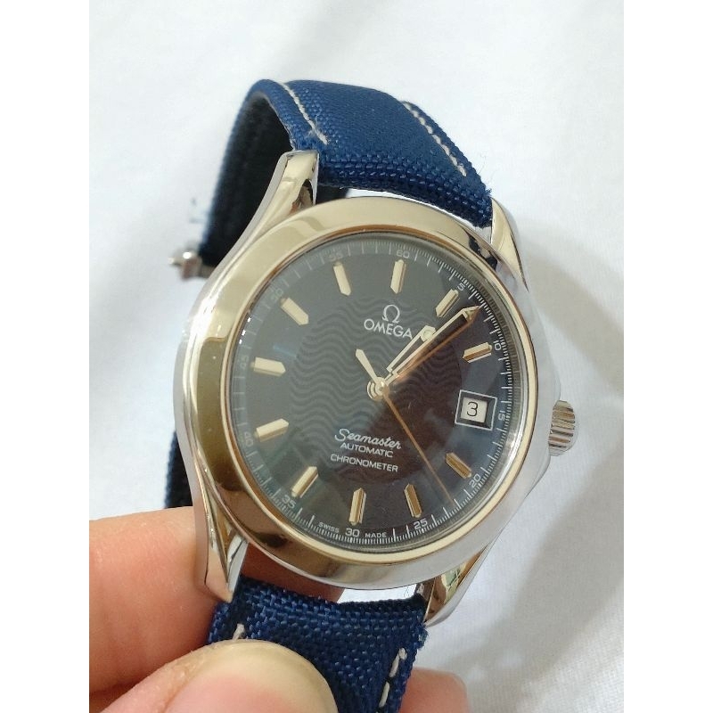 omega 機械錶 藍面 小海馬 2501.81