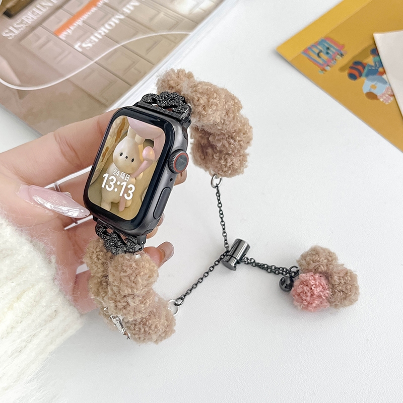 秋冬新款毛呢蝴蝶錶帶 Apple Watch S8 S7 SE S6 S5 S4 高品質女士錶帶 甜美可愛風 百搭款