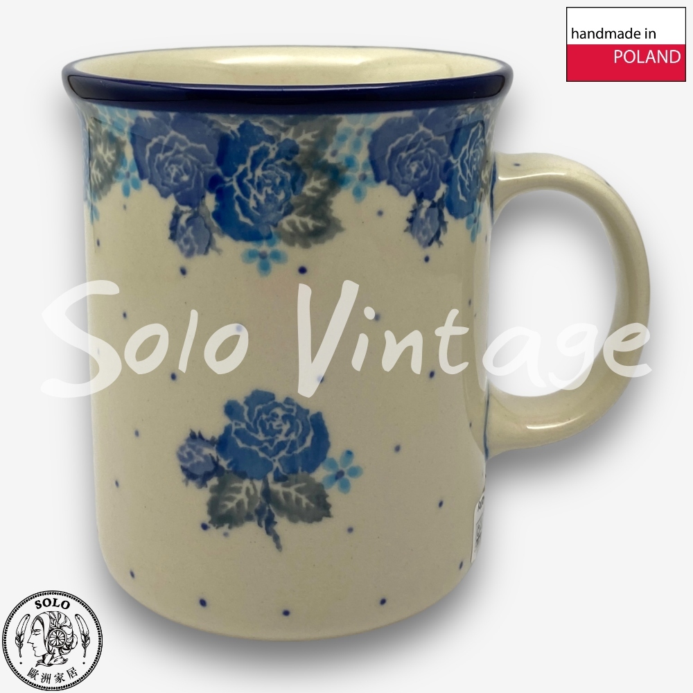 【SOLO歐洲家居】CA 波蘭陶 440ml 馬克杯 水杯 茶杯 咖啡杯 經典藍玫瑰系列 入門款