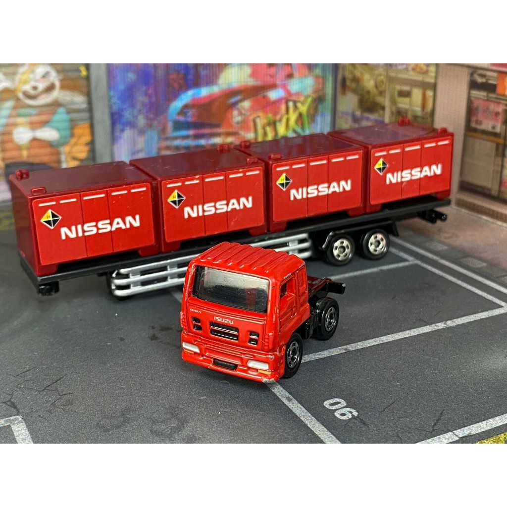 TOMICA-A16-無盒戰損-NISSAN貨櫃載運連結長車