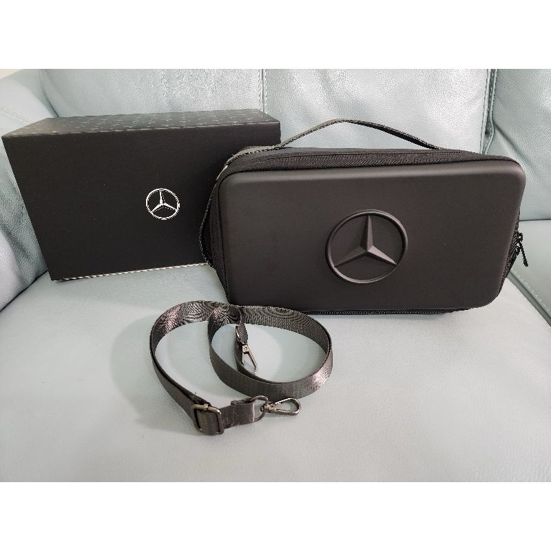 Mercedes-Benz 賓士原廠精品 賓士星芒造型硬殼立體材質多功能拉鍊包置物盒 收納盒 置物包
