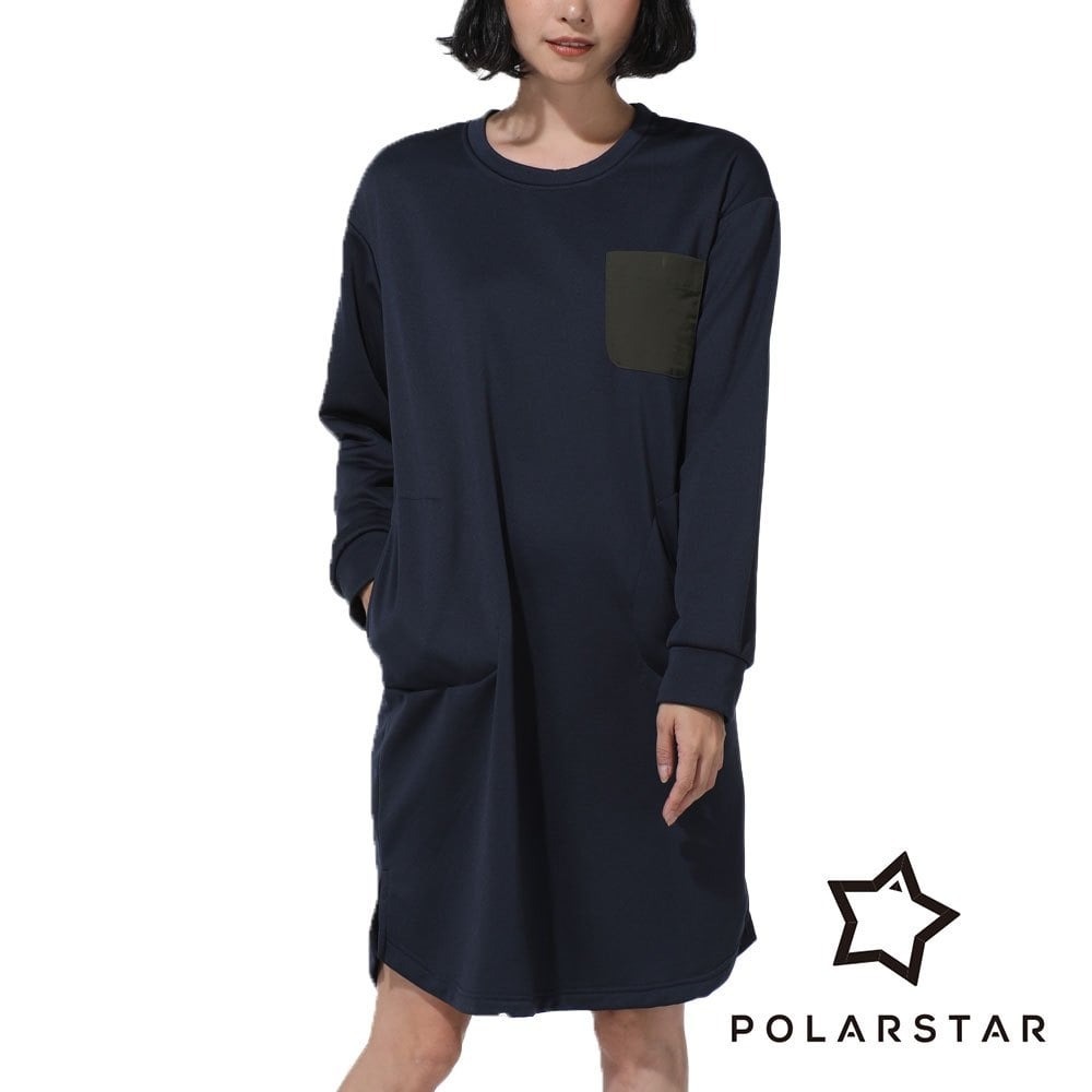 【PolarStar】女休閒保暖圓領連身裙『深藍』P23902