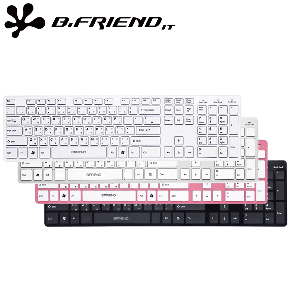 【買就送環保杯綁】B.Friend RF-1430K 2.4G 剪刀腳無線鍵盤(附保護膜) 辦公 靜音 專案洽談