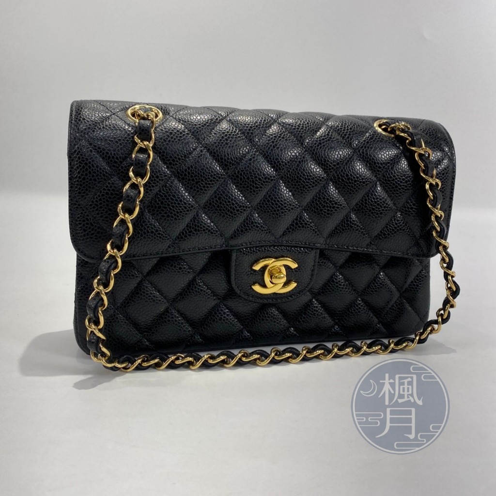 BRAND楓月 CHANEL 香奈兒 A01113 黑金荔枝COCO23 晶片款 經典款 荔枝皮 黑金