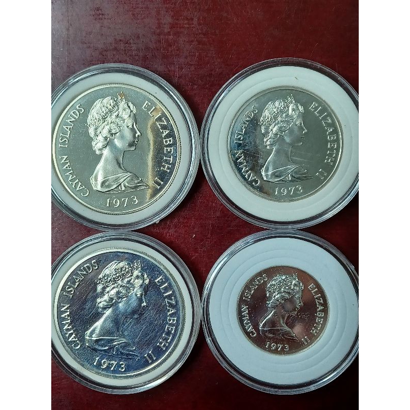 英國海外領地19 73年開曼群島紀念收藏銀幣共4枚品相優。