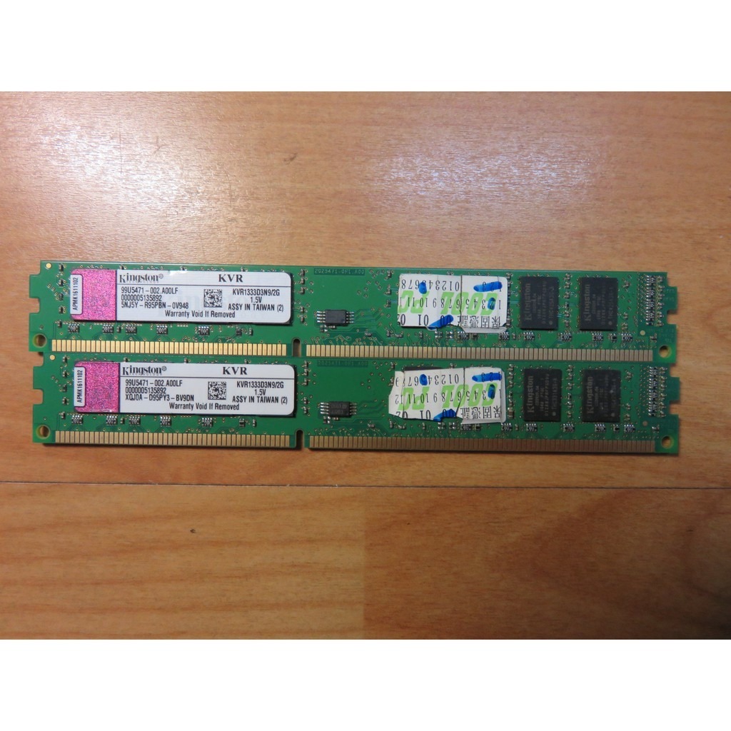 D.桌上型電腦記憶體-KVR1333D3N9 金士頓 2G*2共4G PC3-10600窄版  DDR3 直購價80