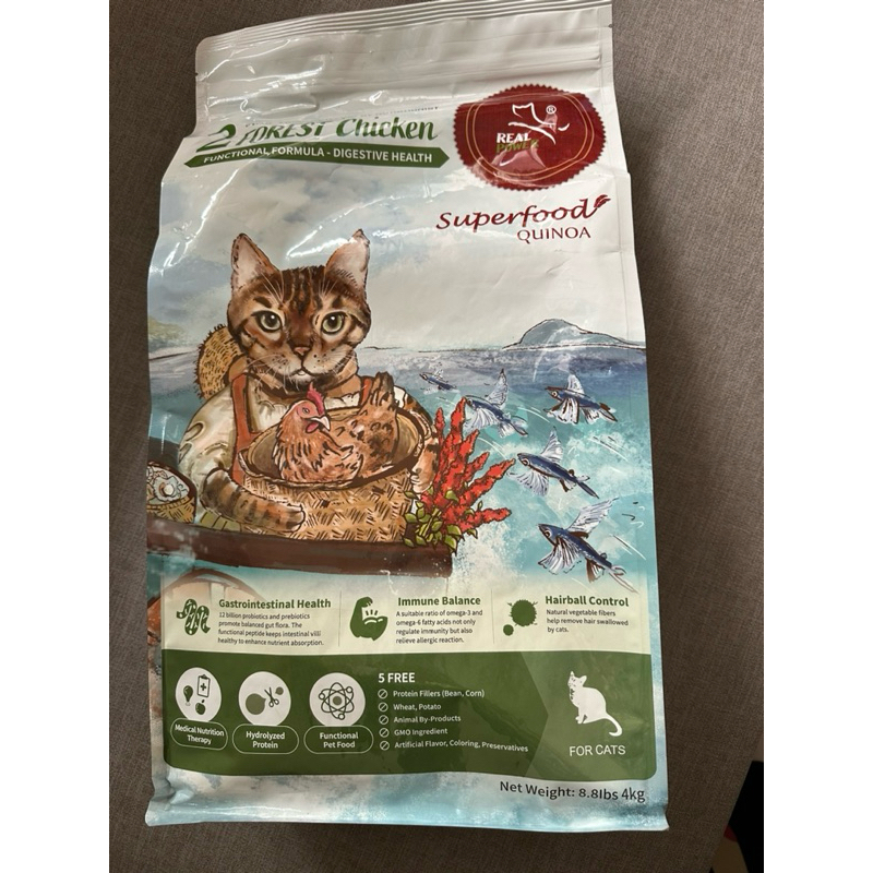 Real Power 瑞威 天然平衡貓糧2號 森林燉雞 腸胃健康配方 4kg(全齡貓 貓飼料 SNQ)