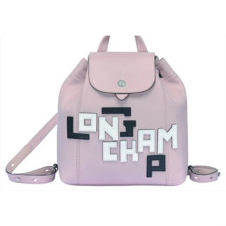 Longchamp Le Pliage Cuir LGP 小羊皮後背包 櫻花粉