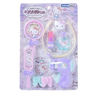日本進口 凱蒂貓 KITTY 頭髮化妝套裝 模擬玩具 髮妝組 吹風機 鏡子 口紅 髮飾 髮箍 兒童辦家家酒 裝扮禮物