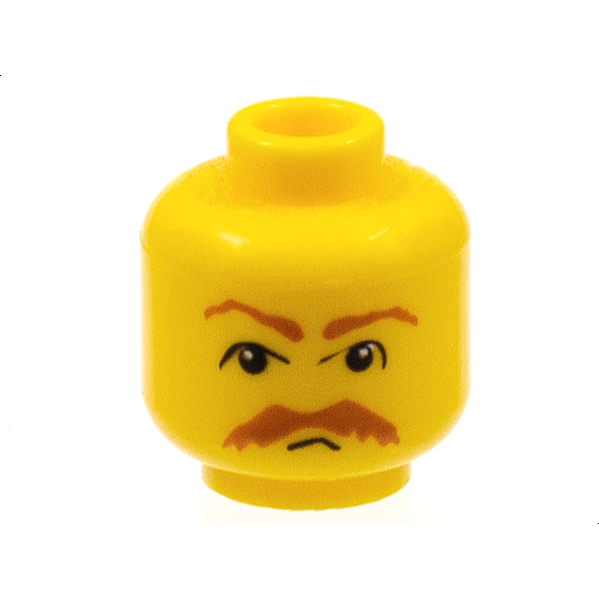 LEGO 樂高 黃色 人偶頭 中年男子 棕色濃密鬍鬚和眉毛圖案 3626bpb0041