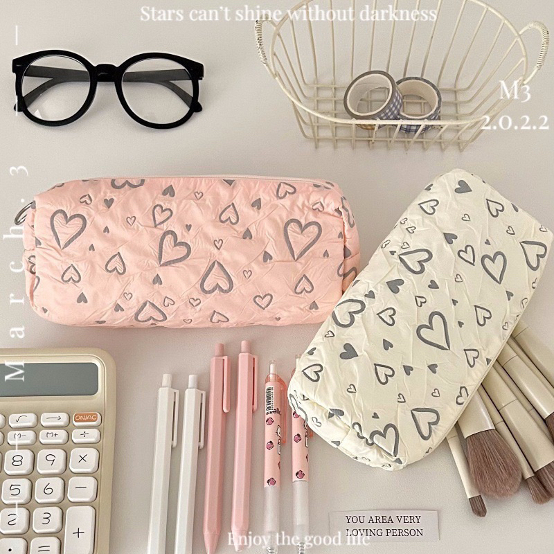 •M3•/現貨+預購/奶油愛心💗大容量筆袋 刷具收納包 化妝包