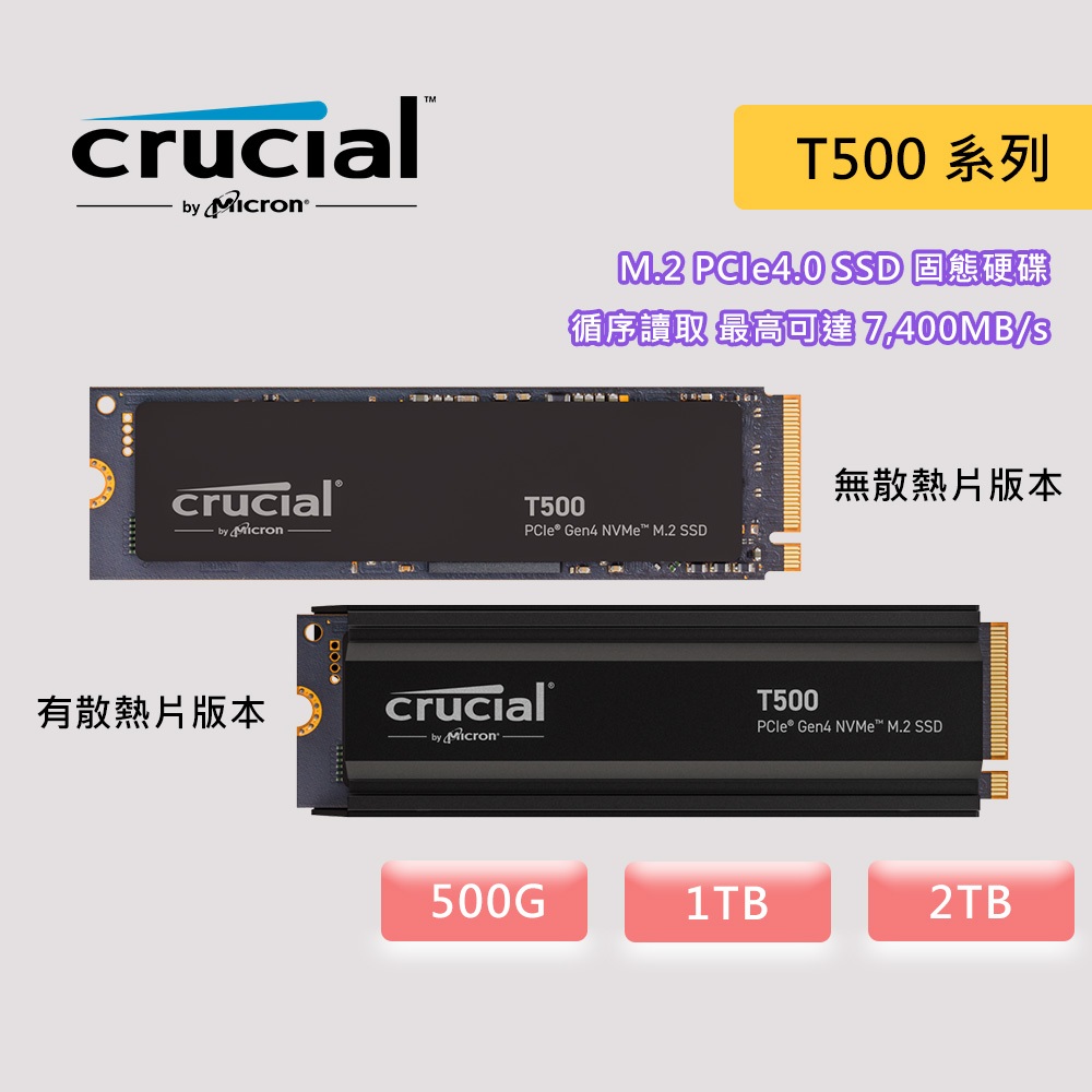 Micron 美光 Crucial T500 500G 1TB 2TB M.2 PCIe4.0 SSD 固態硬碟 PS5