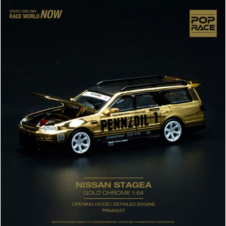 POPRACE 1:64 Stagea R34 模型車 Skyline wagon Nissan GT-R 拓意 GTR