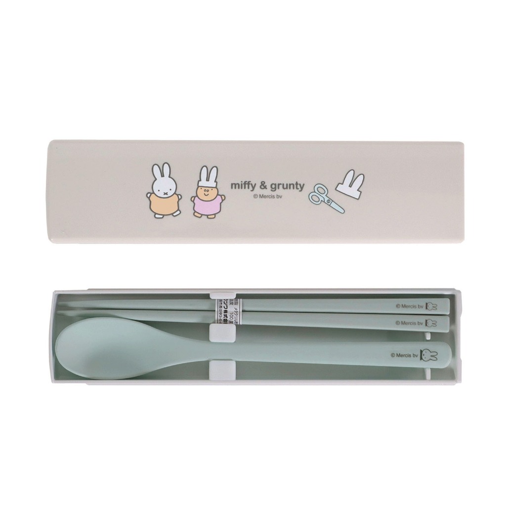 《預購》日本代購 米菲 &amp; grunty 米菲 (miffy) 筷子湯匙套裝 餐具組 日本製
