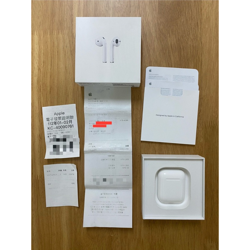 AirPods 2 二手 有線充電版本 保固到2024/1/22 功能完全正常 附購買證明 信義Apple直營店購買