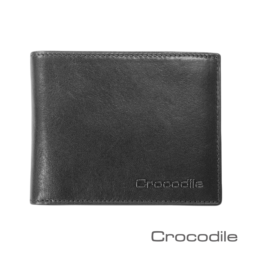 Crocodile 鱷魚皮件 男皮夾 短夾 真皮 雙鈔 8卡 Natural系列 0103-5804-黑咖兩色