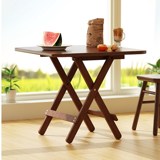 摺疊桌  純實木小方桌可摺疊桌子餐桌家用小戶型吃飯方形陽台茶桌簡易飯桌