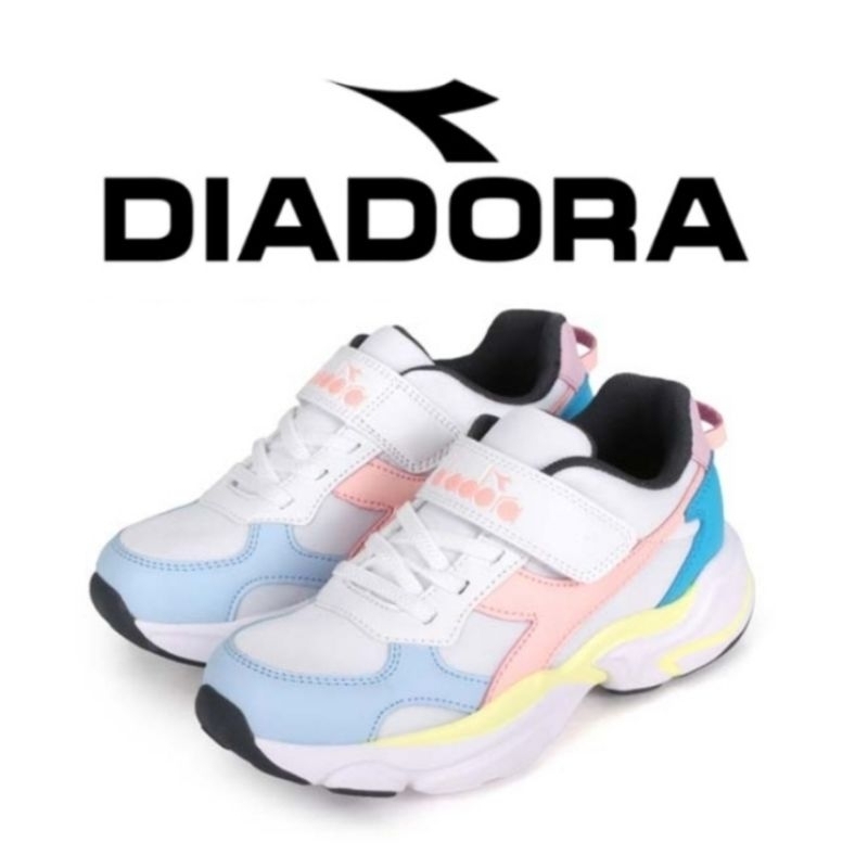 Diadora 女童 超寬楦da11095白粉藍&lt;99&gt;魔鬼氈 康特杯穩定支撐包覆 緩震減壓耐磨止滑慢跑鞋