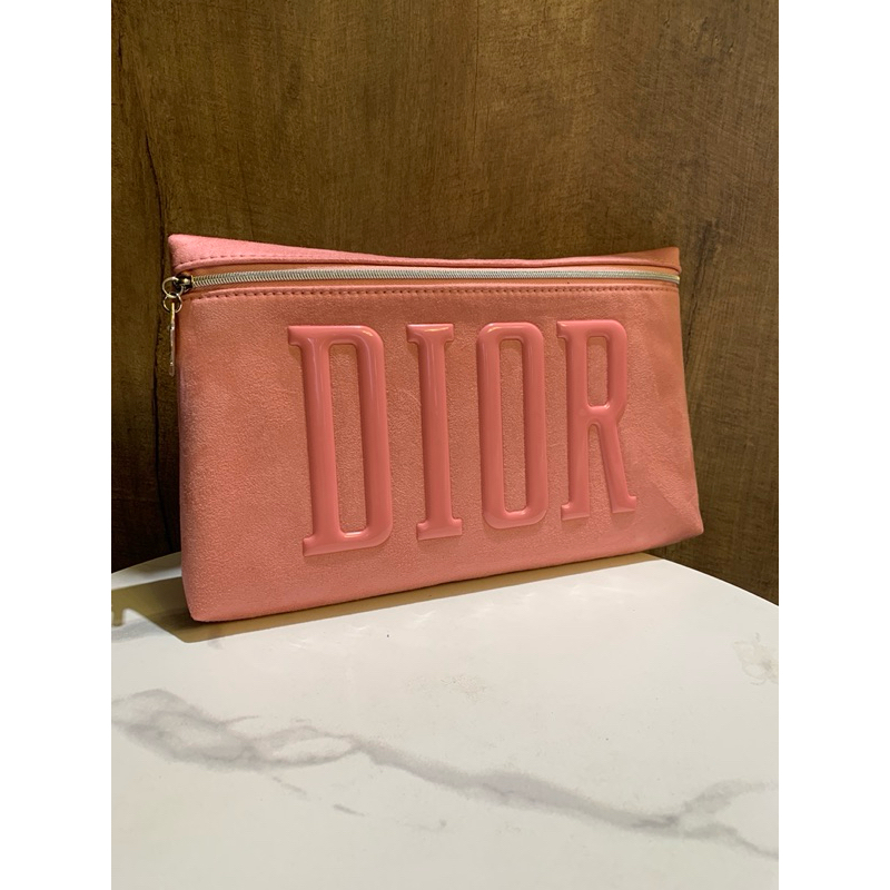 Dior 粉色大容量化妝包 手拿包