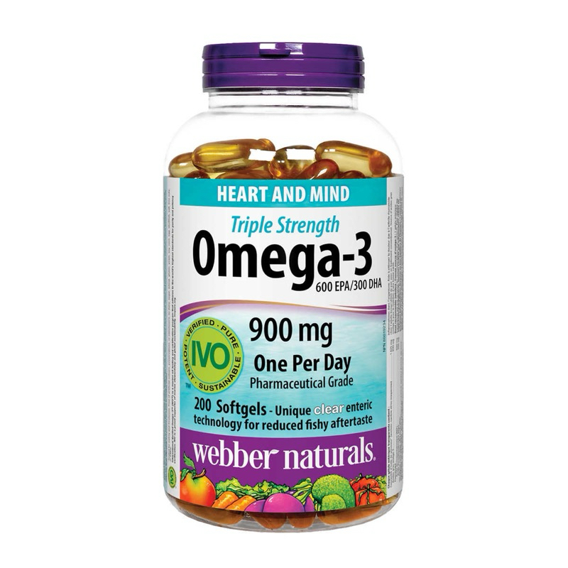現貨原裝加拿大 Webber 高單位魚油 Omega-3 ω-3脂肪酸 600 EPA 300 DHA 200粒