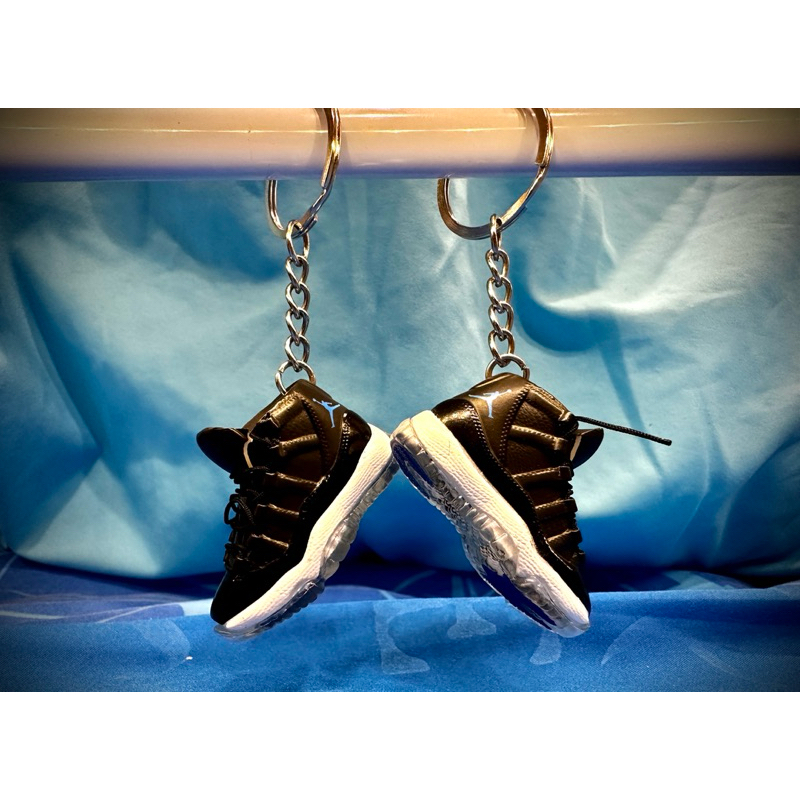 經典Jordan11代  黑藍配色 3D立體鞋模 球鞋鑰匙圈 一入