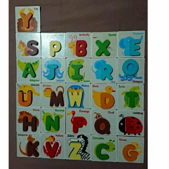 （出清價90） 益智學習 / 動物字母 拼單字遊戲 英文字卡 木頭字母教材 26組