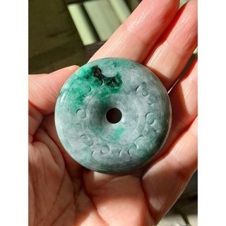 【金龍翡翠】飄綠花【平安扣20】平安玉扣/緬甸玉翡翠<A貨>玉石