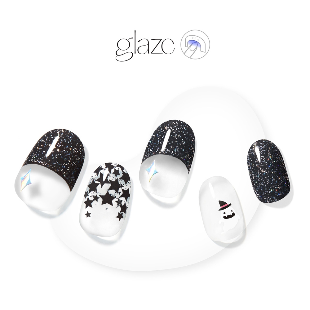 【DASHING DIVA】glaze凝膠美甲貼_可愛幽靈 需照燈 萬聖節 黑色