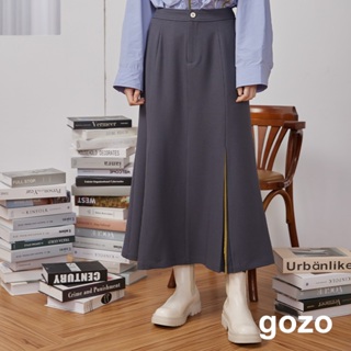 【gozo】配色邊造型修身魚尾裙(灰色/黑色_F) | 女裝 修身 百搭