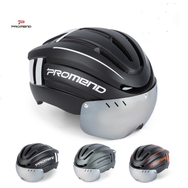 自行車頭盔 安全帽 創意帶警示燈 PROMEND 磁吸式眼鏡 腳踏車安全帽 USB充電 山地自行車 騎行裝備