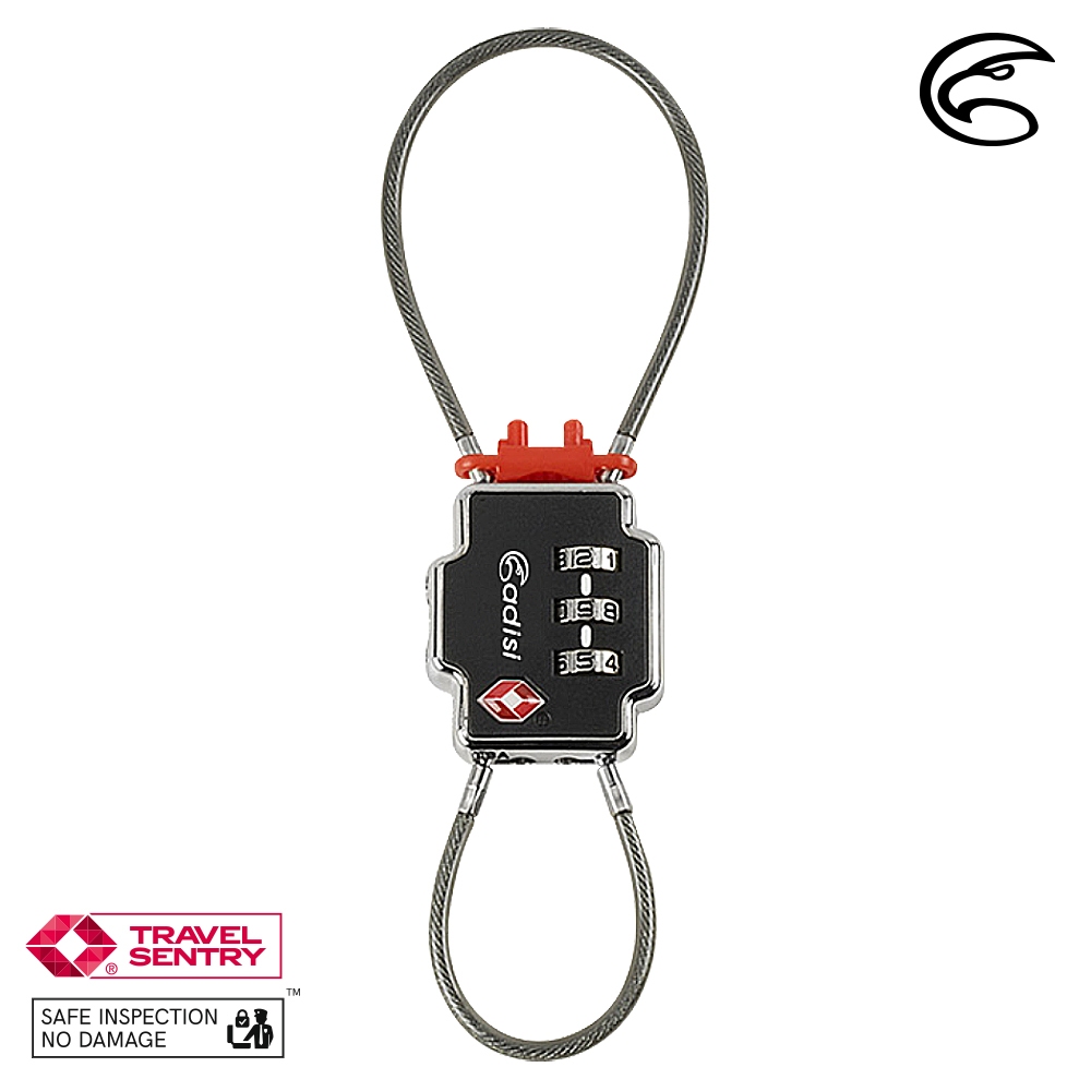 ADISI TSA海關雙鋼纜密碼鎖【黑色】AS24030 / 行李鎖 健身房 旅遊 城市綠洲