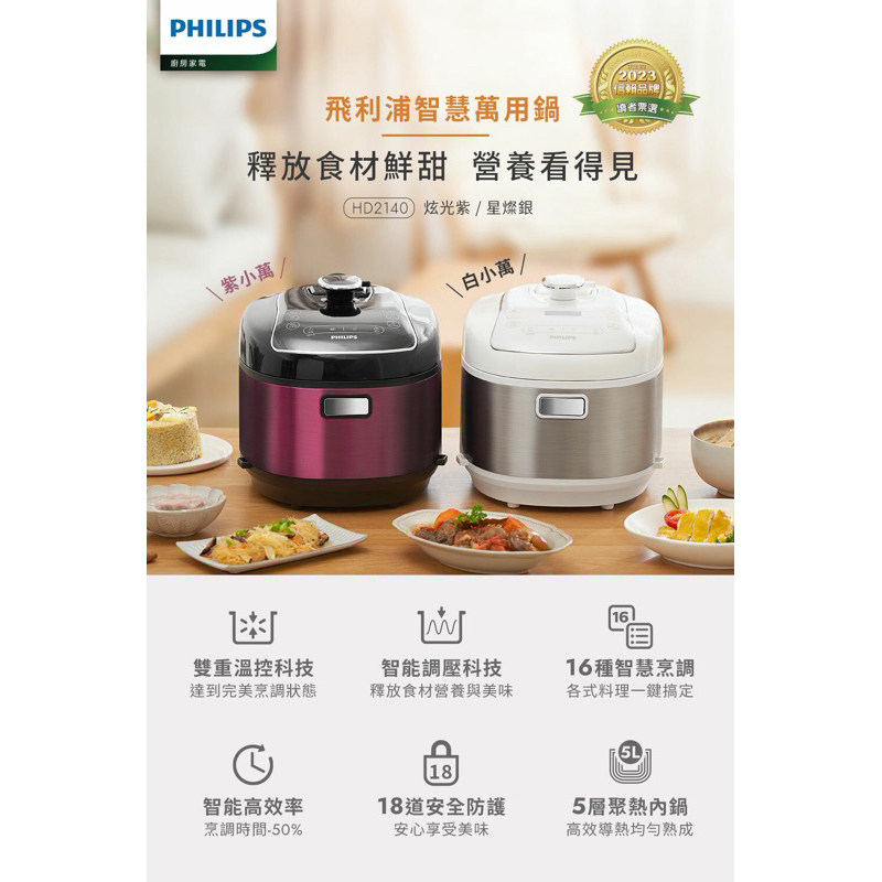 【全新】友贈無保Philips 飛利浦智慧萬用電子鍋 HD2140 5L 附原裝使用手冊 無原箱 另贈彩色食譜