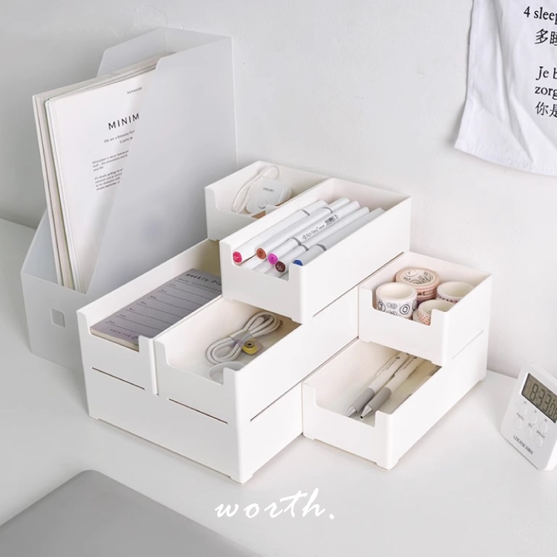 【渥思】日式可疊加桌面收納置物盒 桌面收納